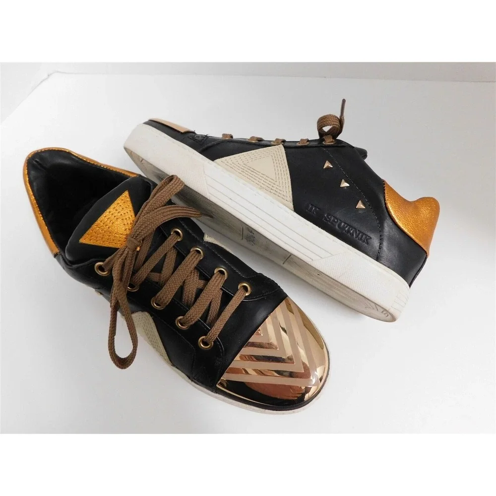 Ivy Kirzhner Sputnik Black Leather Copper‎ Toe Fashion Sneaker 8.5 M